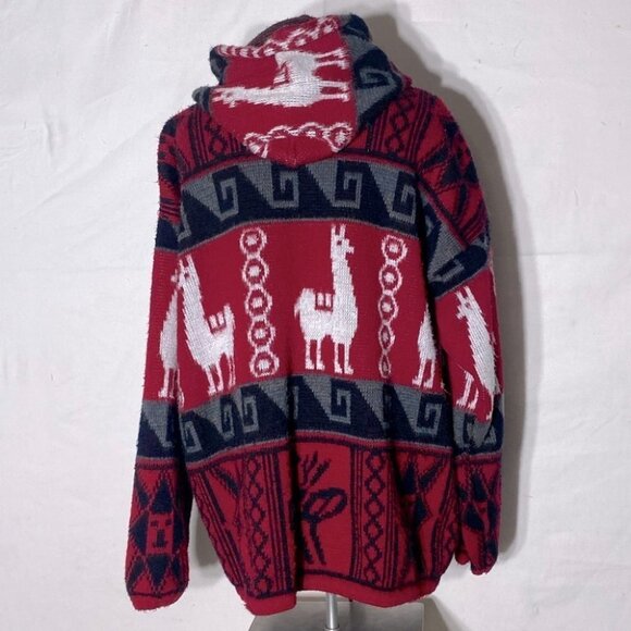 Tejidos Ruminahui Red Alpaca Zip Front Wool Sweater L - Picture 4 of 15